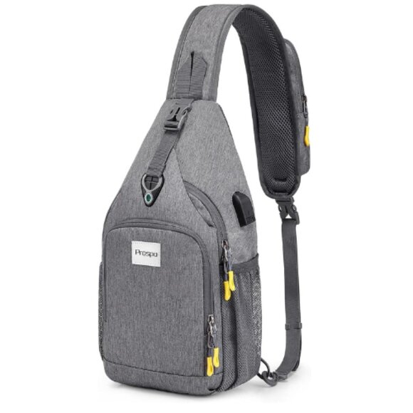 Unisex Sling bag Crossbody daypack Travel Outdoor USB Charging Port Cycling Bag - Picture 1 of 7
